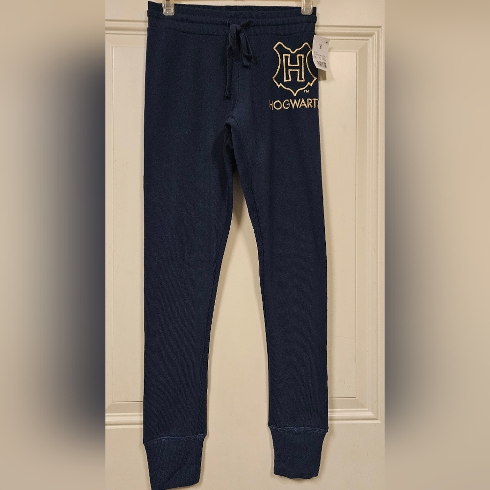 Harry Potter Junior Women's Sweat Pants Size S Navy Blue Hogwarts Drawstring - Picture 2 of 7